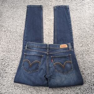 Levis 524 Jeans Women 5 Blue Normcore Skinny Classiccore Distressed Too Superlow